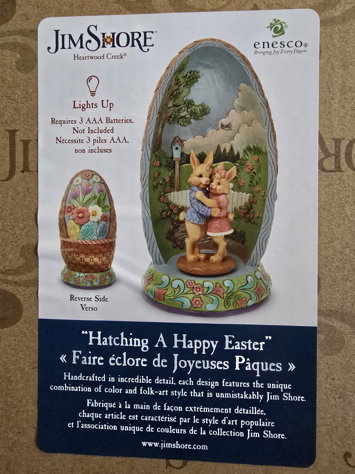 Jim Shore Heartwood Creek 11" Lit & Rotating Hatching a Happy Easter Bunny Coupl