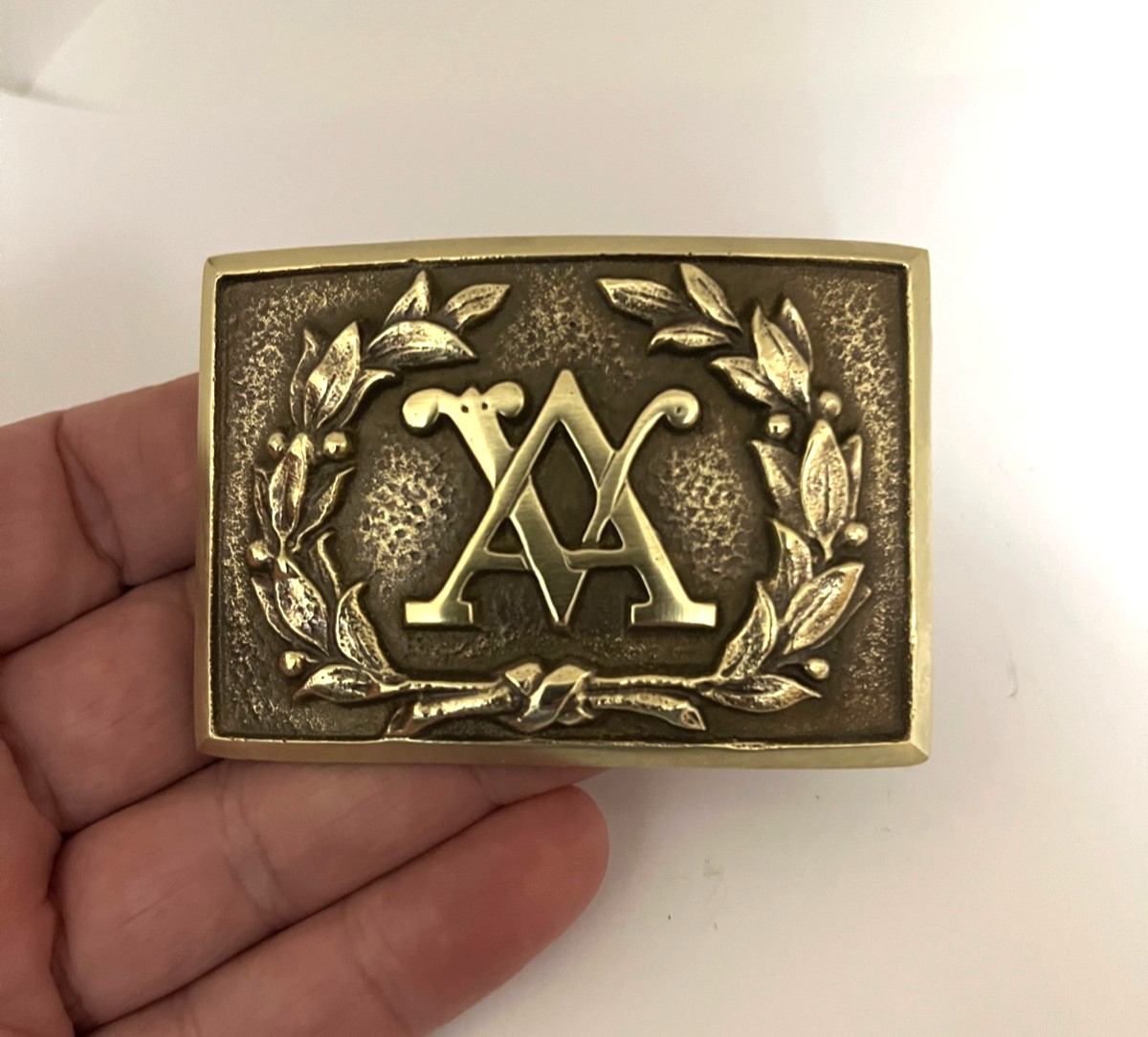 Virginia Belt Plate Script VA.  1861-1865 Reproduction Solid Brass Modern Back