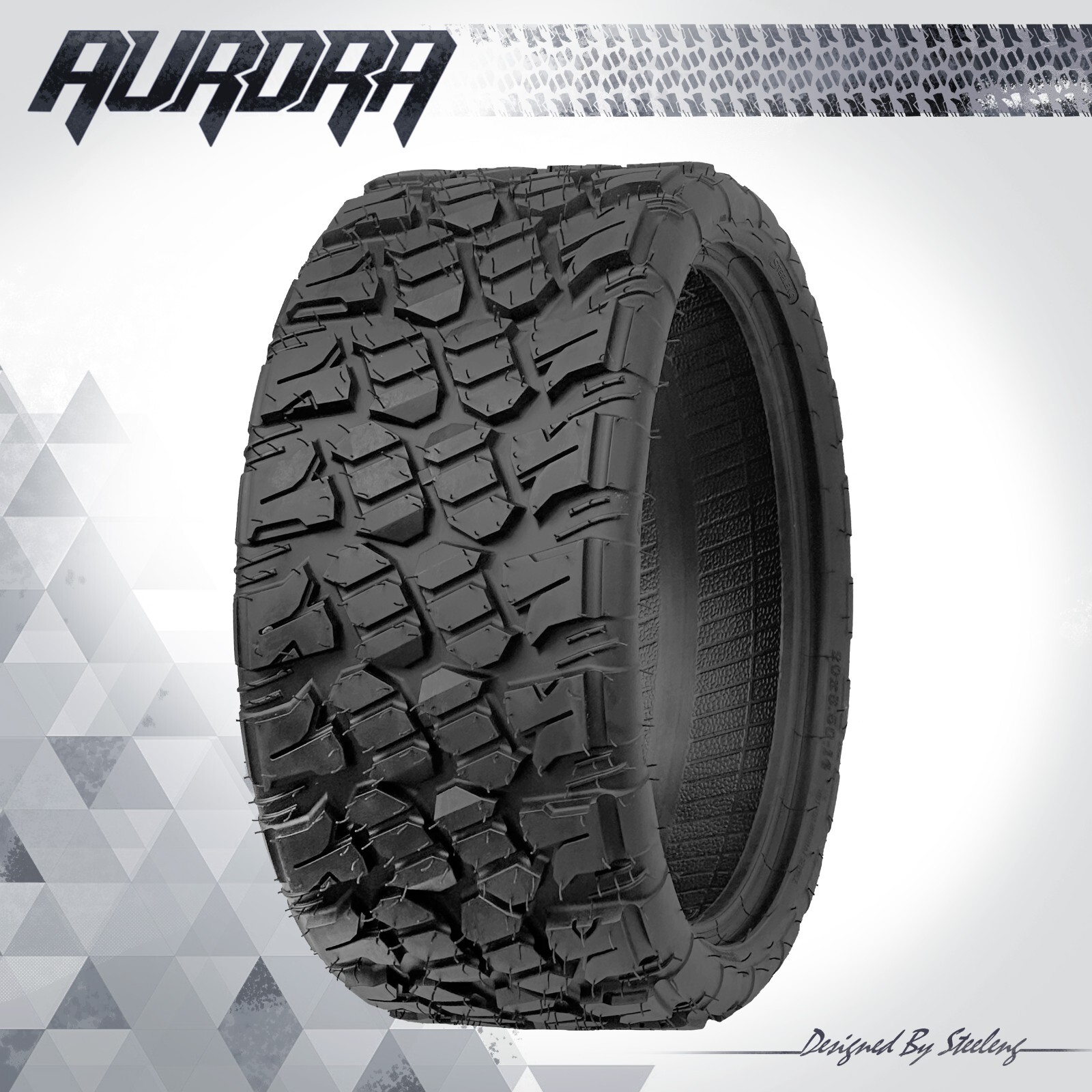 GOLF CART 14" GUNMETAL VECTOR WHEELS/RIMS and 20" 'AURORA' DOT ALL-TERRAIN TIRES