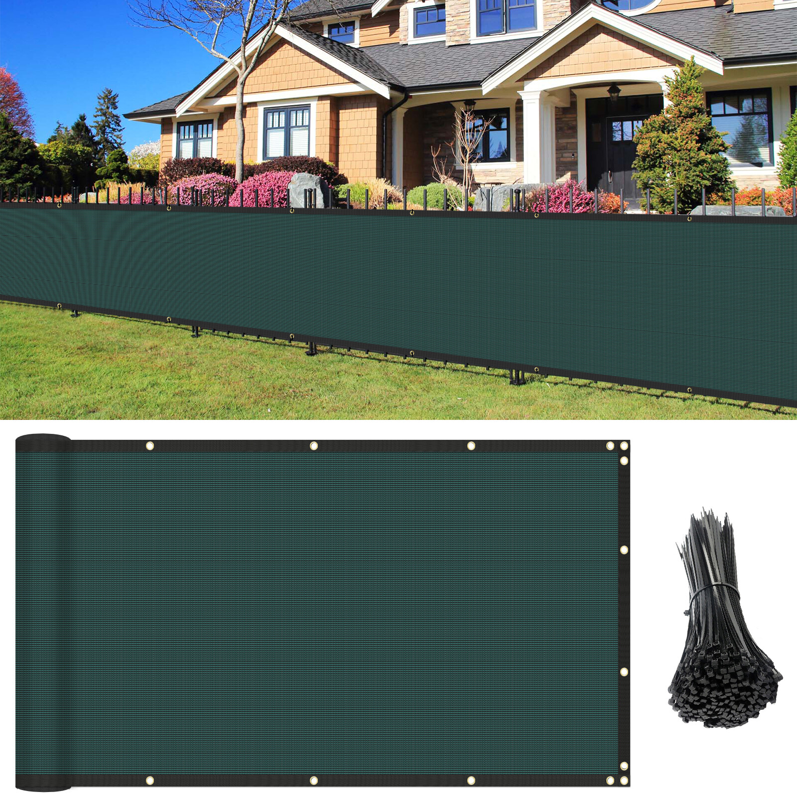 4/5/6/8 ft Fence Screen Privacy Windscreen Garden Yard Mesh Shade Cover Green