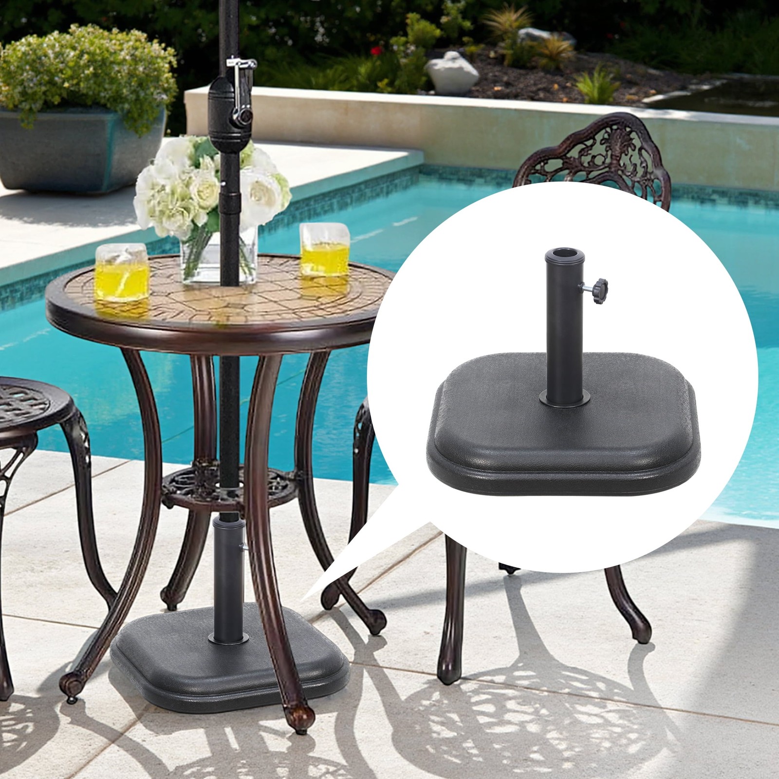24 lb. Square Patio Umbrella Base Outdoor Umbrella Stand For Use