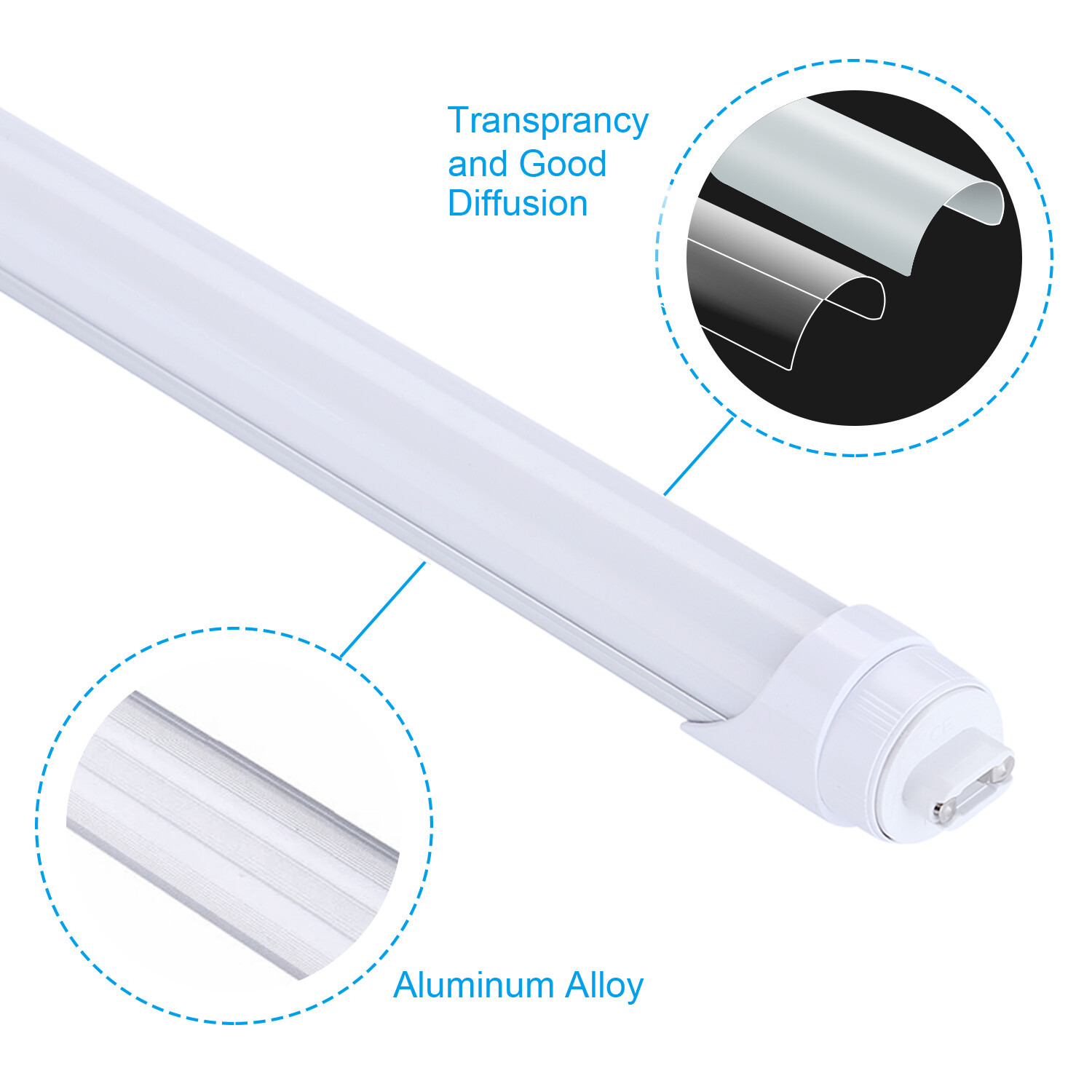 T8 8FT R17D HO Led Tube Light Bulbs 8 Foot 45W 65W 90W 8' Led Shop Light 6000K