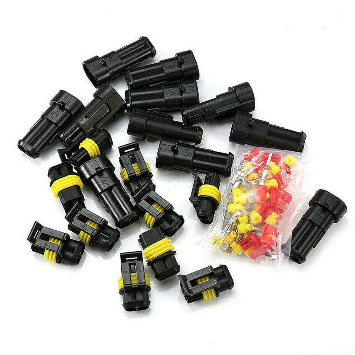 20X Car Waterproof Electrical Wire Cable Connector Male Female 2Pin Way Plug Kit