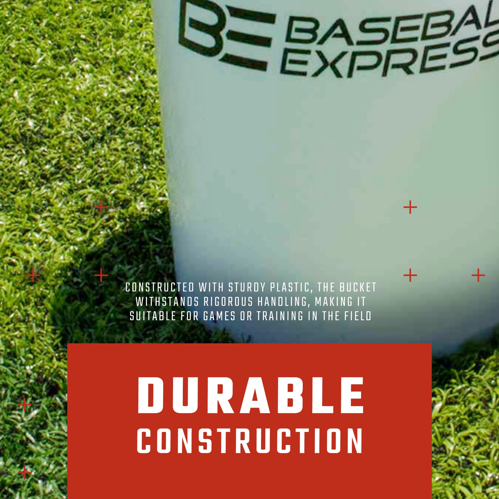 Baseball Express Empty Ball Bucket with Padded Lid White