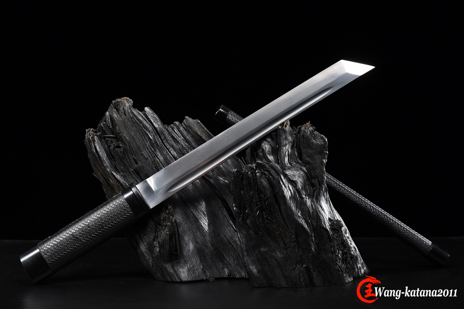 18''Tanto 9260 Steel Mini Katana Self-defence Japanese Samurai Black Short Sword