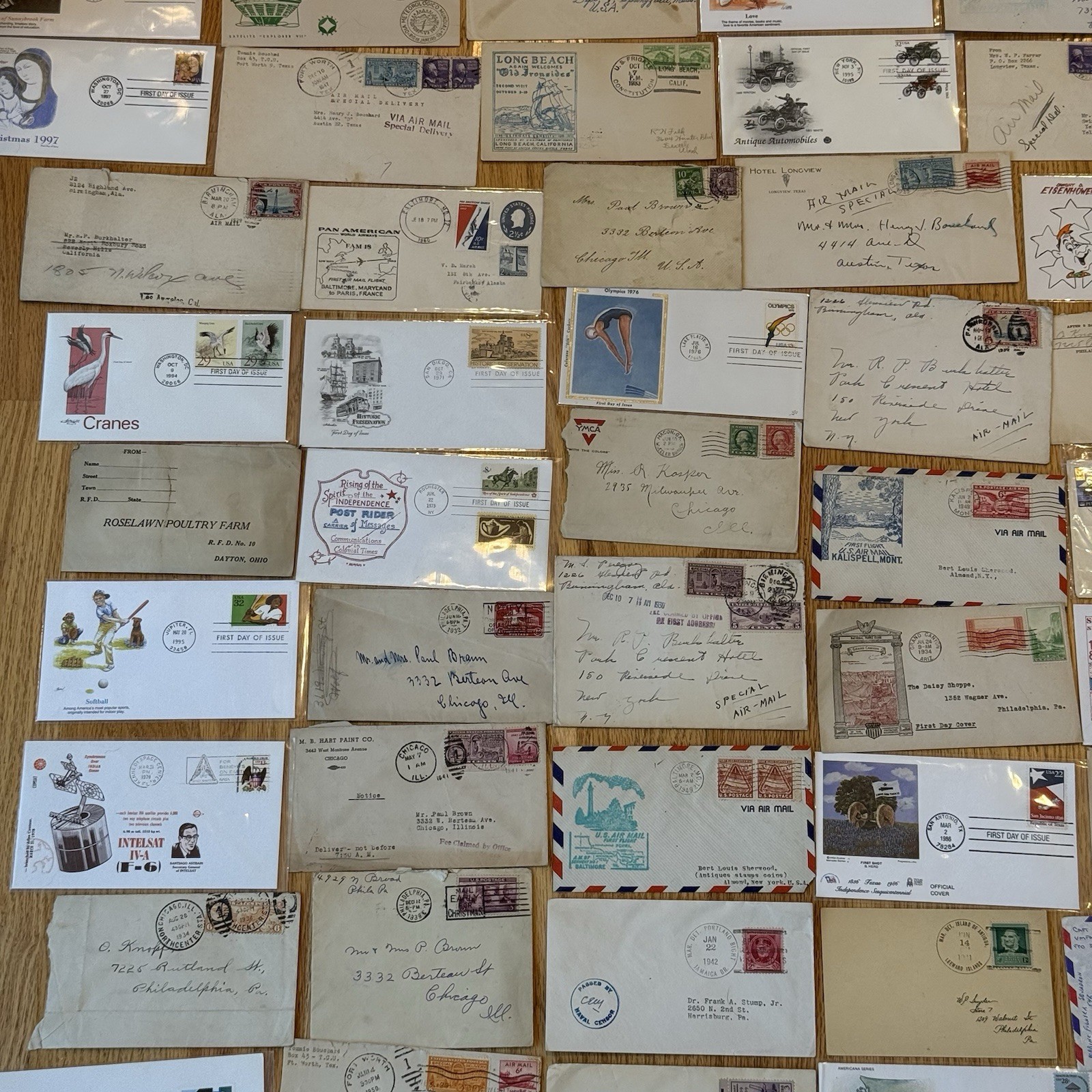 100 Early Postal Covers Random Pull 1890-1960 FDC Airmail Estate Lot