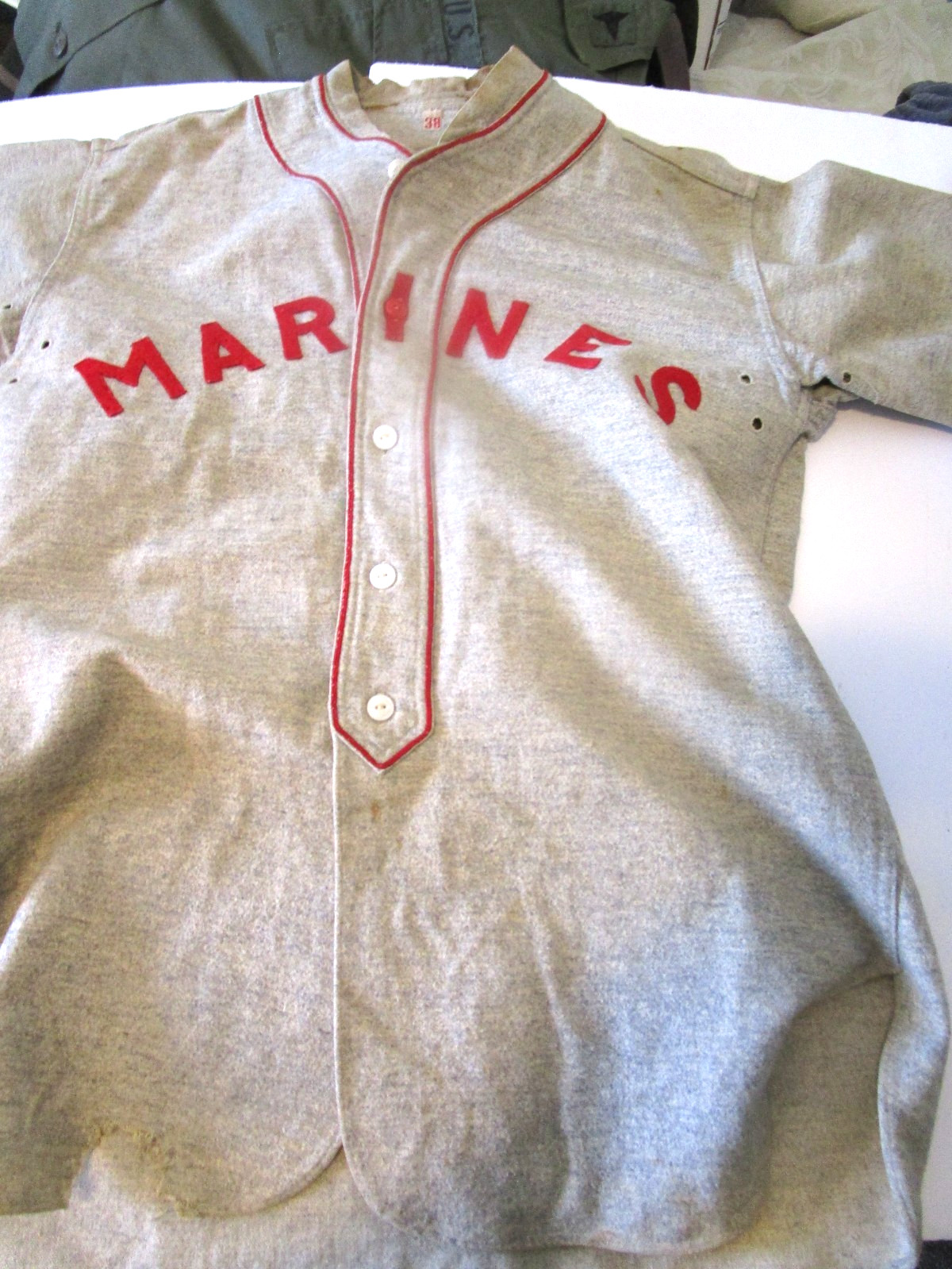 Vintage 40s WW2 Marine Corps Baseball Uniform Shirt & Pants NICE Size 38