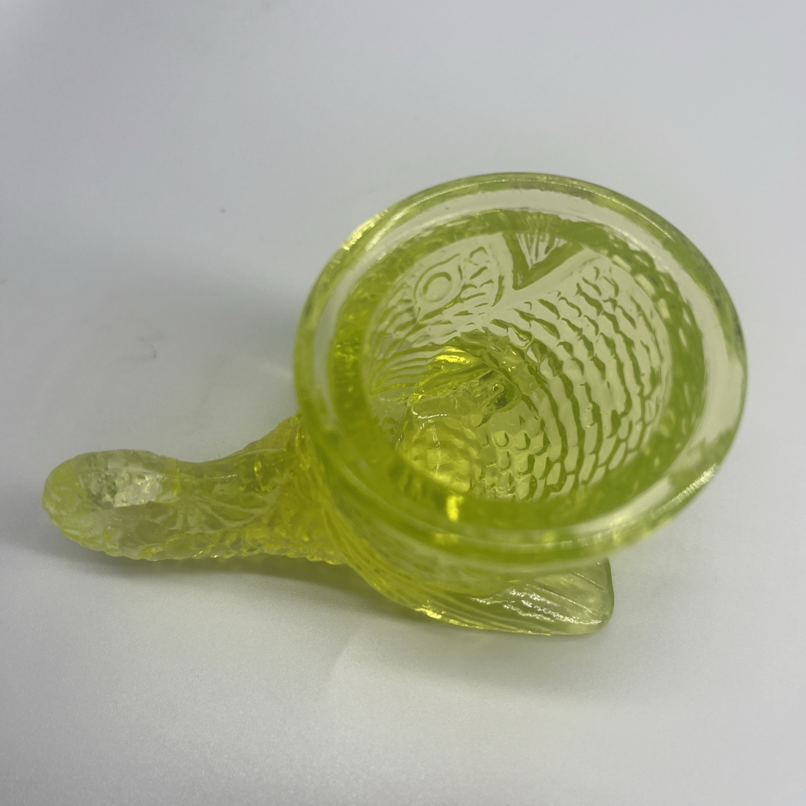 Summit Vaseline Dolphin Fish Whale Salt Cellar w_Lid 3.5" Uranium Topaz Canary