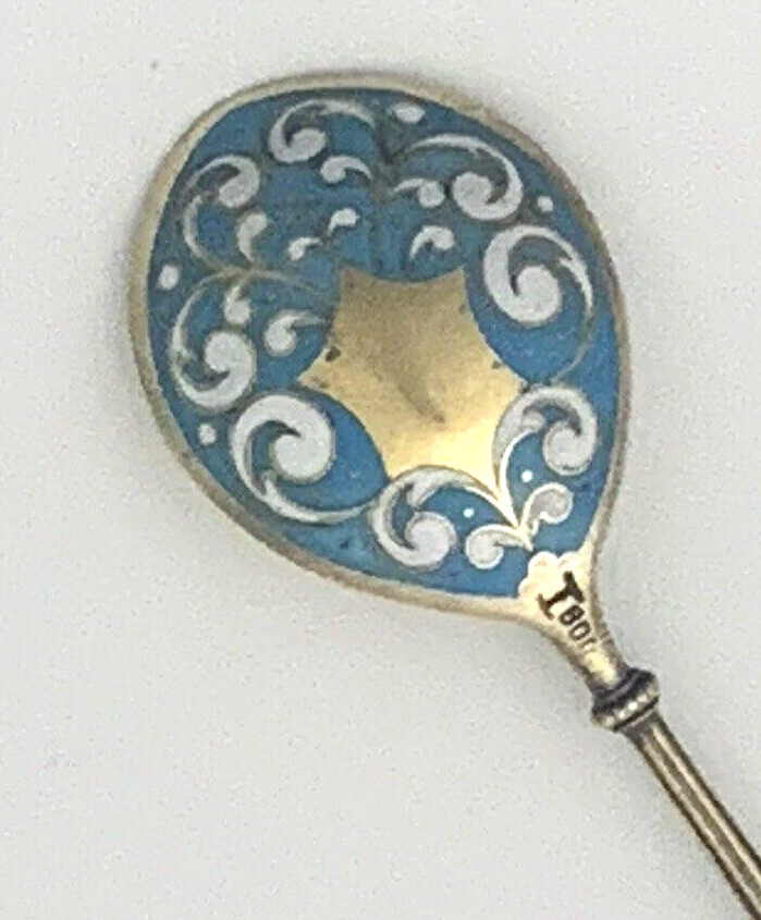 Set 12 German 800 Silver Gilt and ENAMEL Spoons