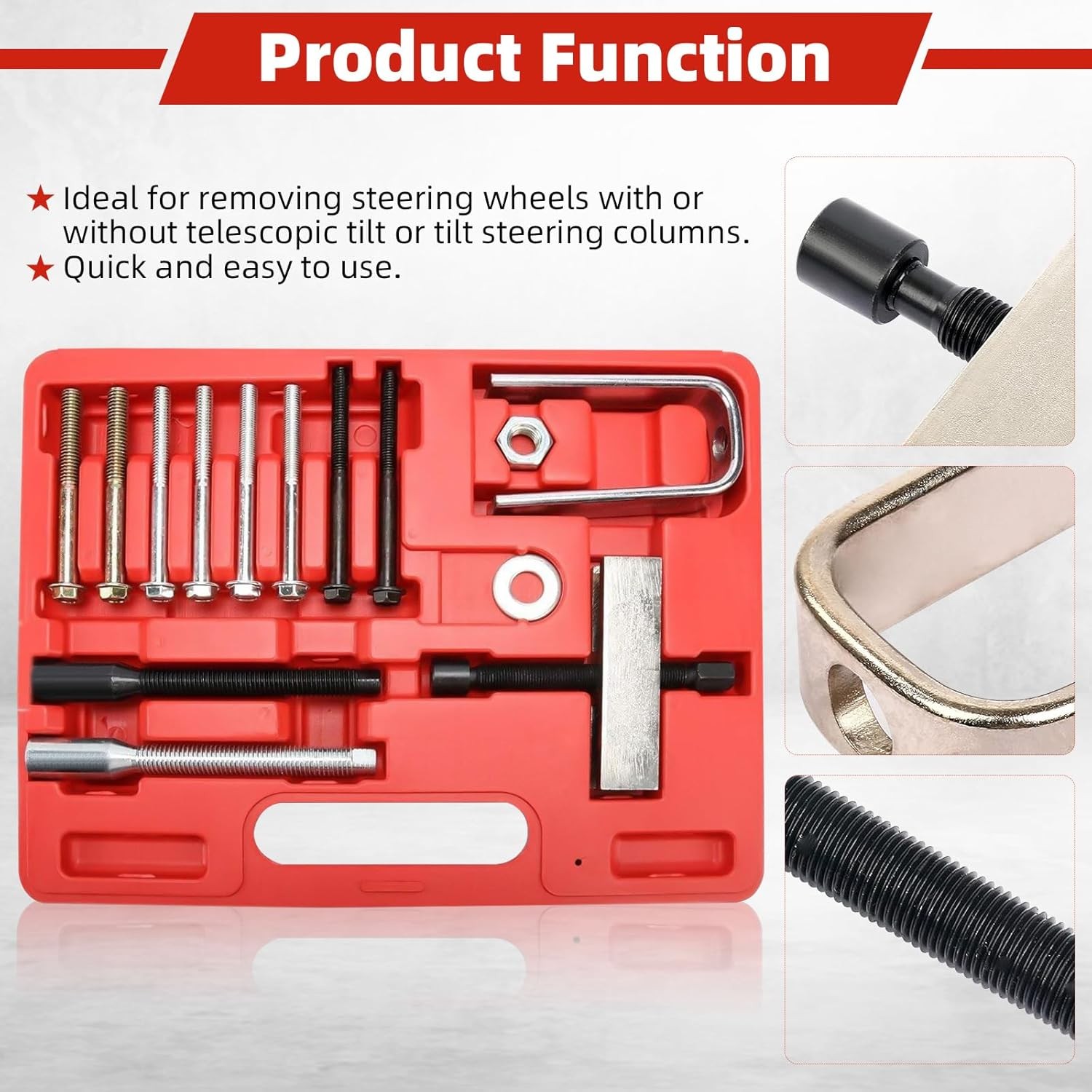 15Pcs Steering Wheel Puller Lock Plate Compressor Tool Set Installer Remover Kit