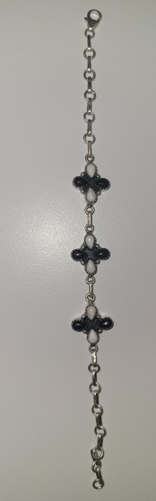 White Buffalo - Sterling Silver 925 bracelet - handmade - full silver back - 8"