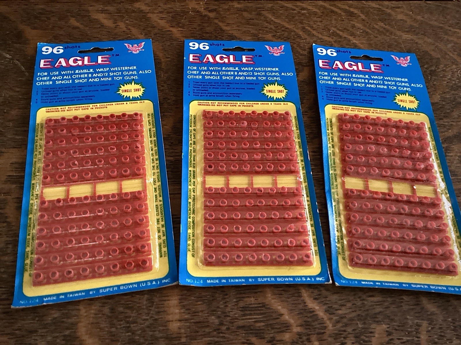 Vintage Eagle 96 Shot Toy Firing Cap Strips Single Shot Wasp Westerner 3 Packs
