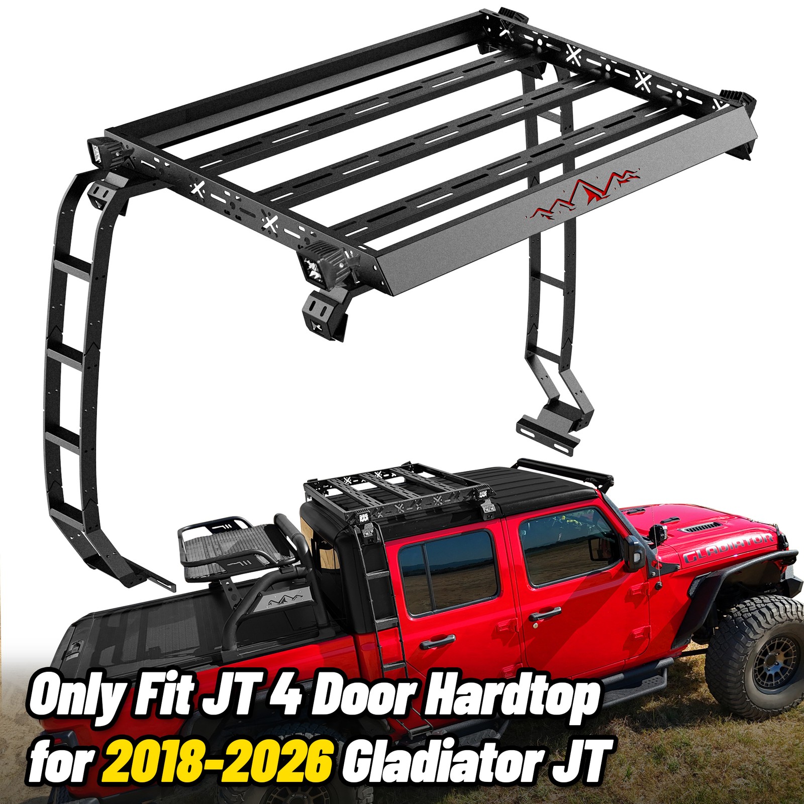 Roof Rack Cargo Luggage Carrier fits 2018-2026 Jeep Gladiator JT With 2 Ladders