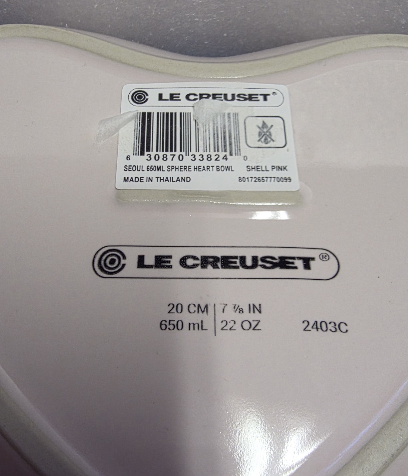 New Le Creuset Seoul Sphere Shell Pink Heart Bowl Stoneware 650ml Free Ship