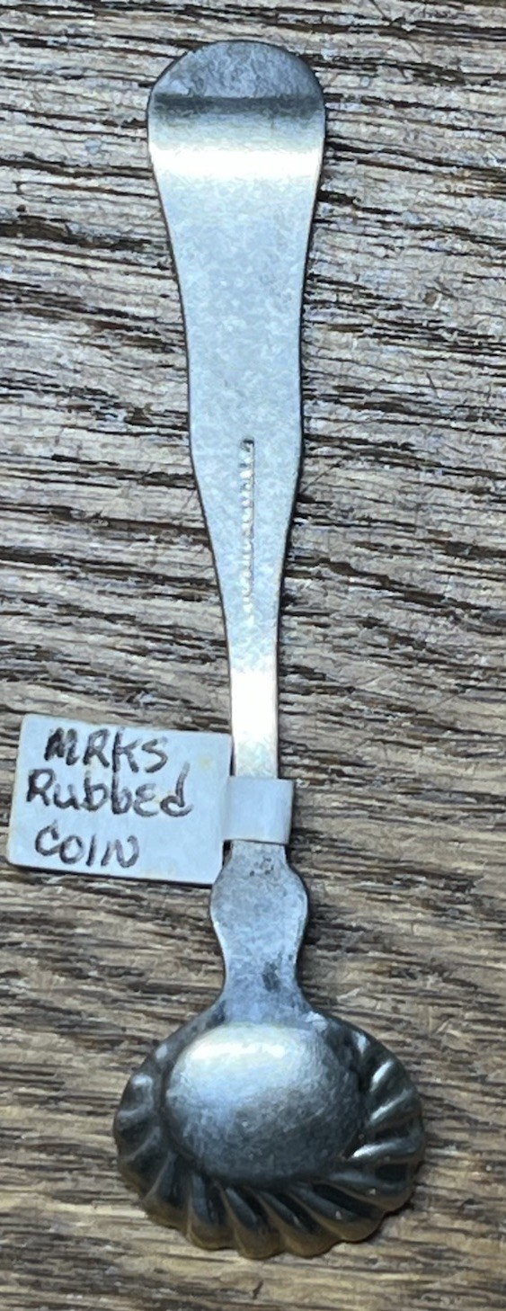 American Coin Silver Shell Bowl Salt Spoon No Monogram Upturned Fiddle