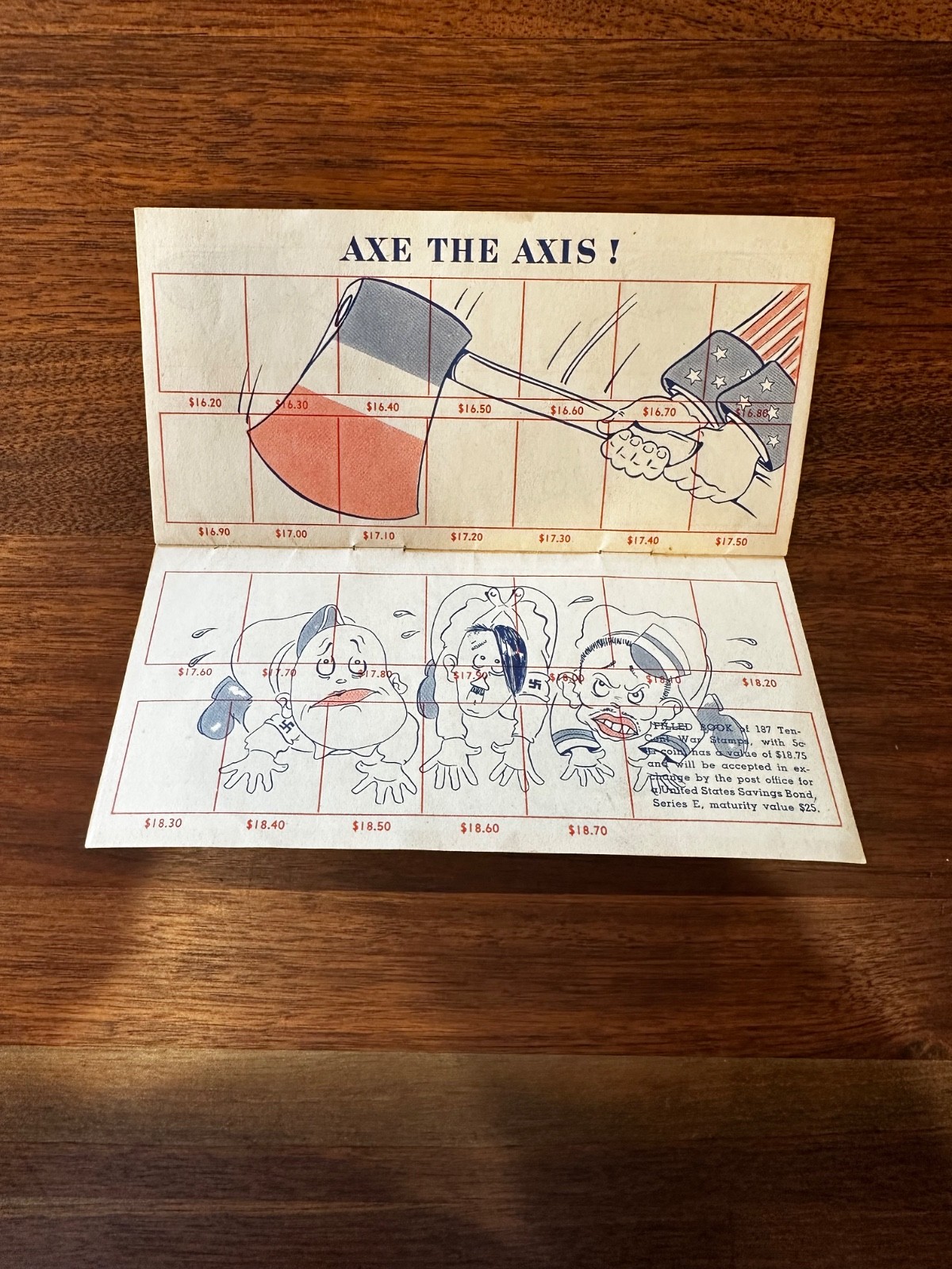 WWII Propaganda War Savings Stamp Album “Stamp Out the Axis” Unused 1942 Cartoon