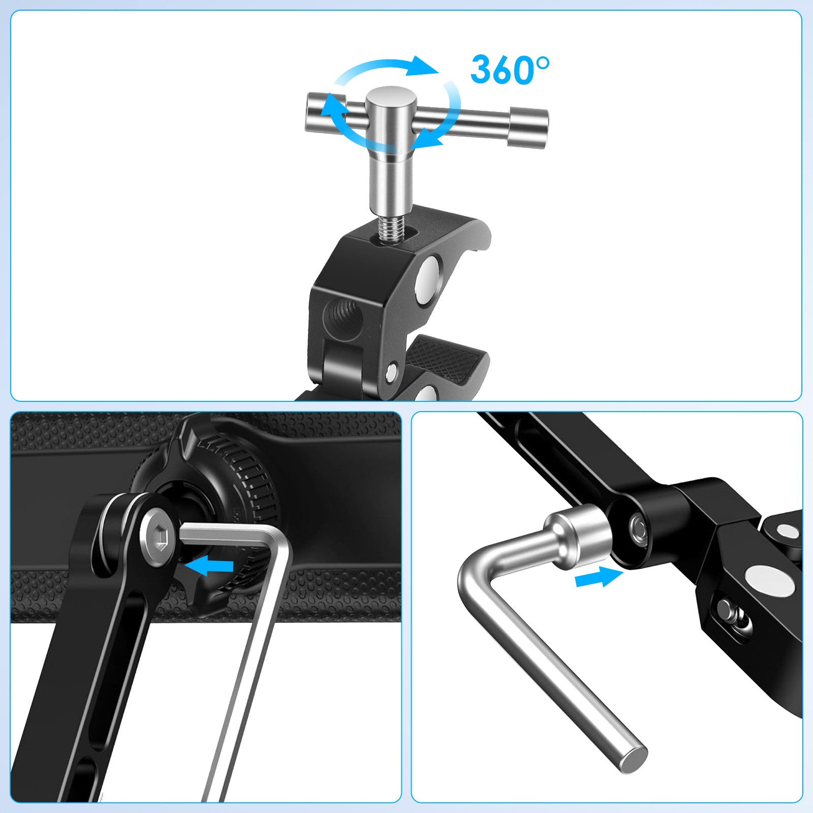 Mic Stand Tablet Holder Mount for 4.7–12.9" iPad iPhone Aluminum Adjustable