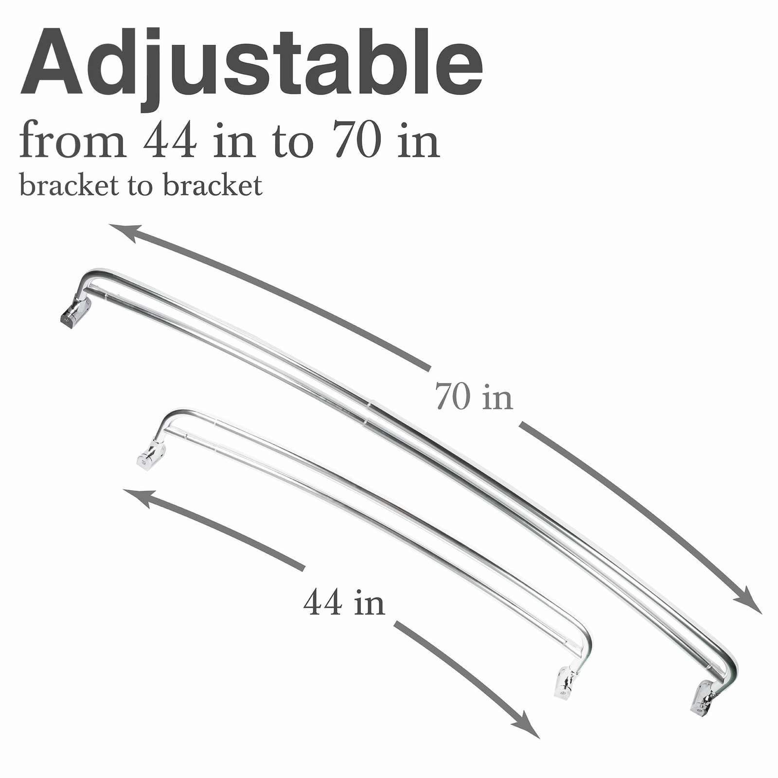 Double Curved Shower Rod Adjustable from 44 in. to 70 in. - Chrome Finish