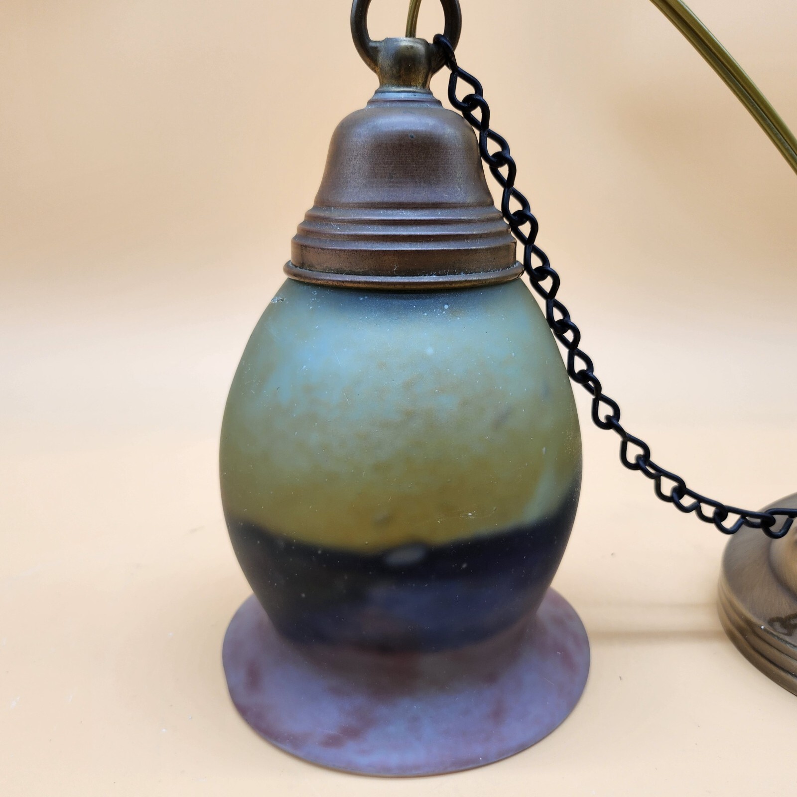 Vintage Art Glass Hanging Ceiling Pendant Light Fixture