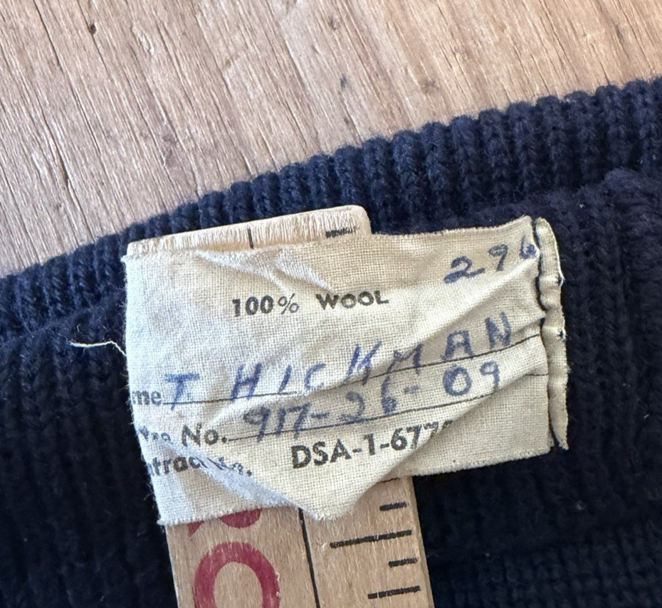 VINTAGE 1960s USN WATCH CAP VIETNAM WAR NAVY MILITARY WOOL KNIT NAVY BLUE BEANIE