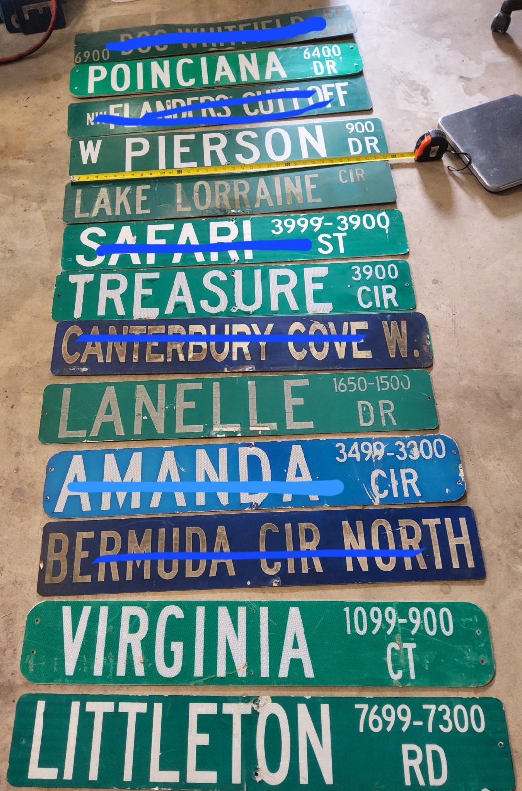 Street name signs pICK ONE. Approximately 36 inch in length