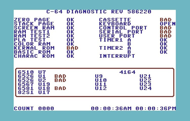 Commodore 64 Dead Test & Diagnostic Cartridge & Test Harness Set - USA seller