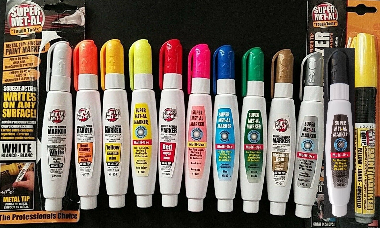 Super Met-Al Industrial Use Paint Markers, Select: Metal or Fiber Tip & Color