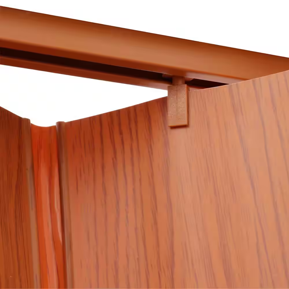 36 in. x 80 in. Fruitwood Vinyl Accordion Folding Door with Hardware Trimmable