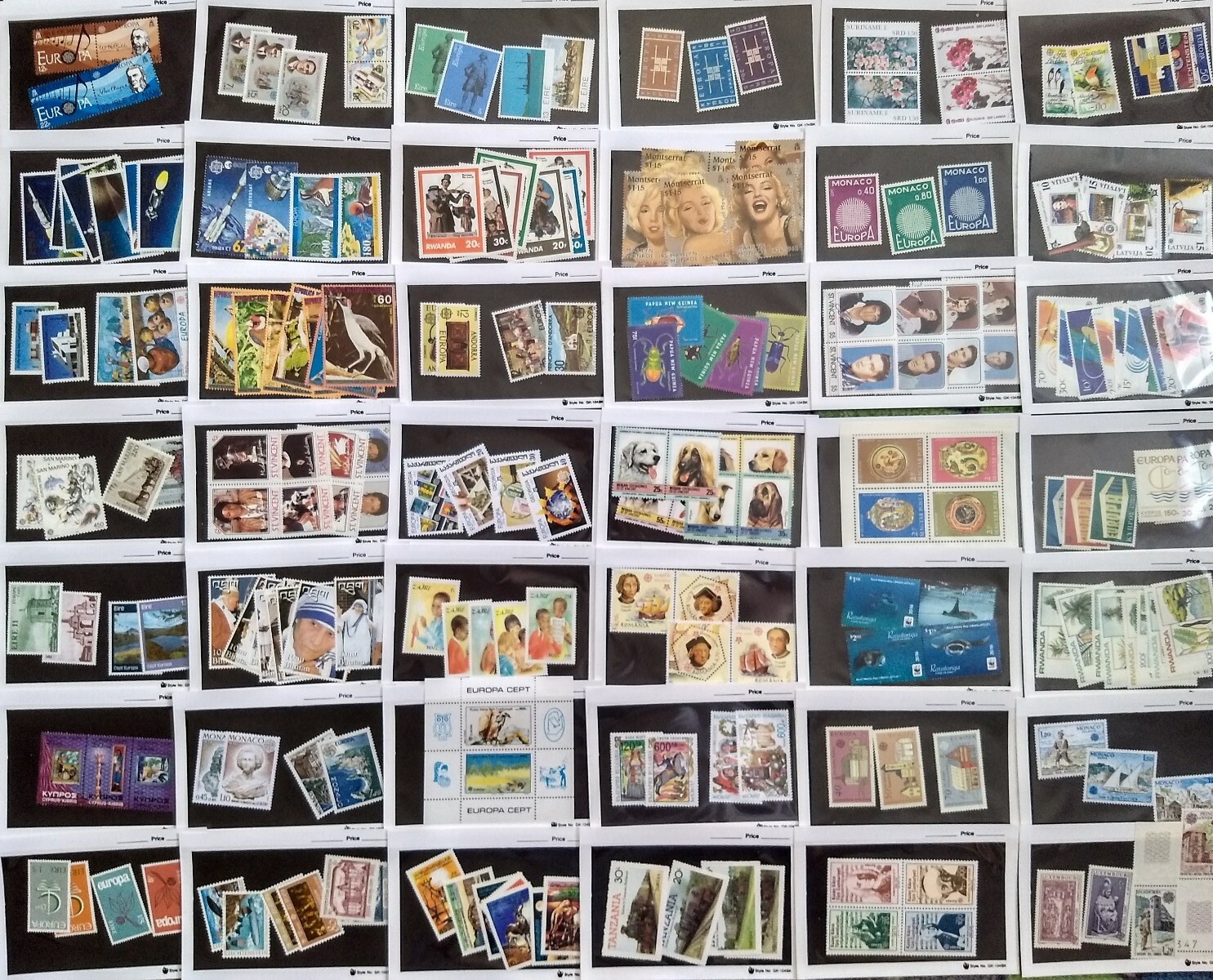 Worldwide Stamp Assortment Mint 100 Different Stamps from 20 Countries Full Sets