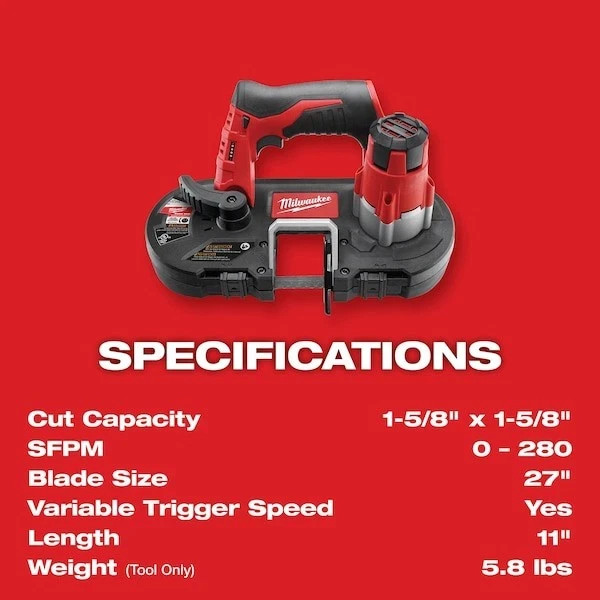 Milwaukee 2429-21XC M12 Cordless Sub-Compact Band Saw Kit (US STOCK)