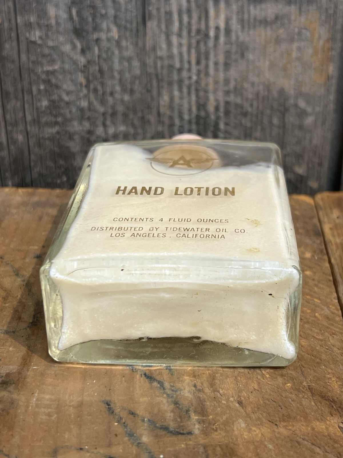 RARE Vintage Tidewater Oil Co. Flying A Hand Lotion Glass Bottle