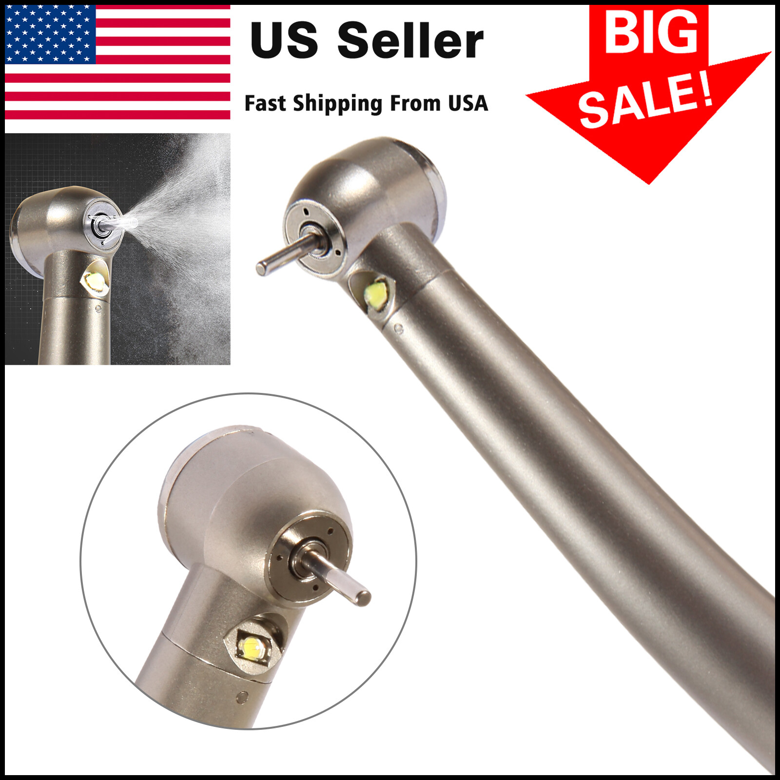 Pieza de mano LED turbina alta velocidad fibra óptica dental estilo NSK 2 Holes