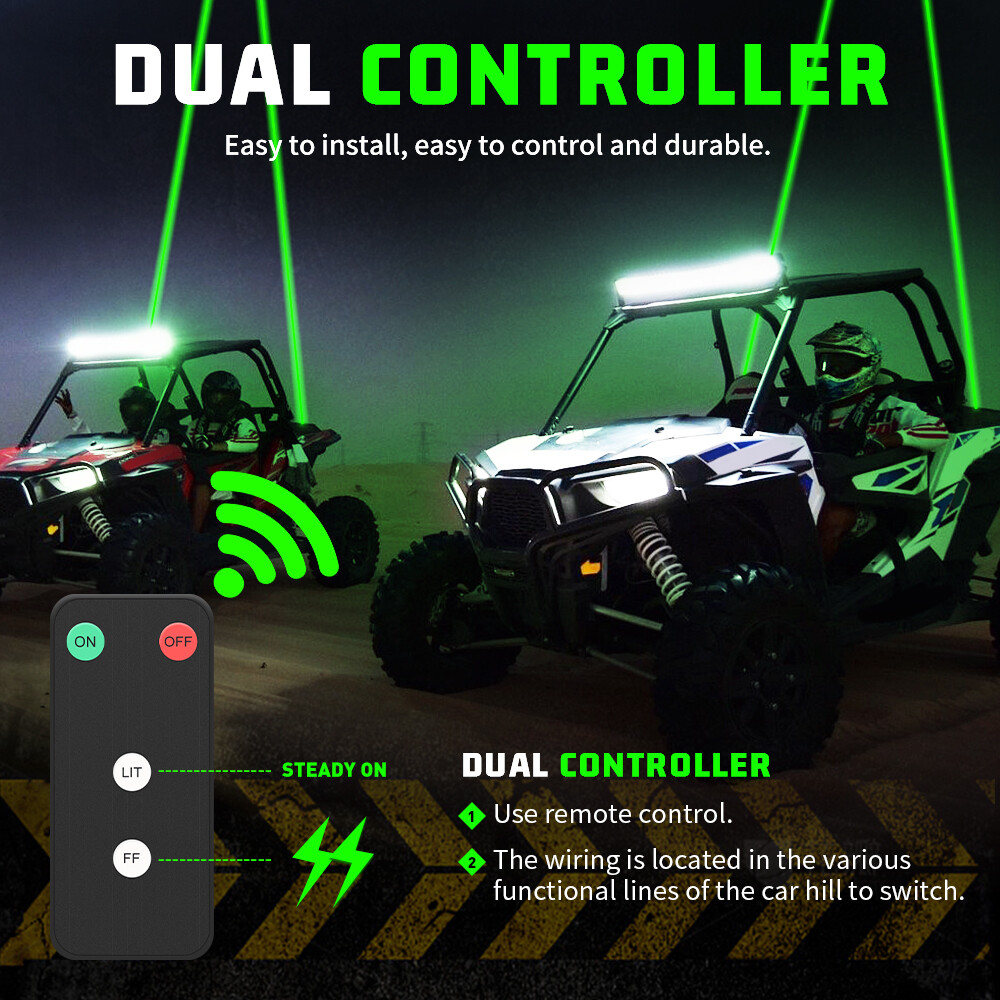 Laser RGB LED Whip Lights Whipless Antenna Remote For ATV UTV Can Am Polaris RZR