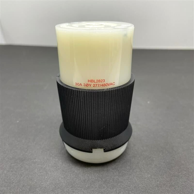 Hubbell HBL2823 Female Connector Body, 30A 3-Phase Wye 277/480V AC Black/White