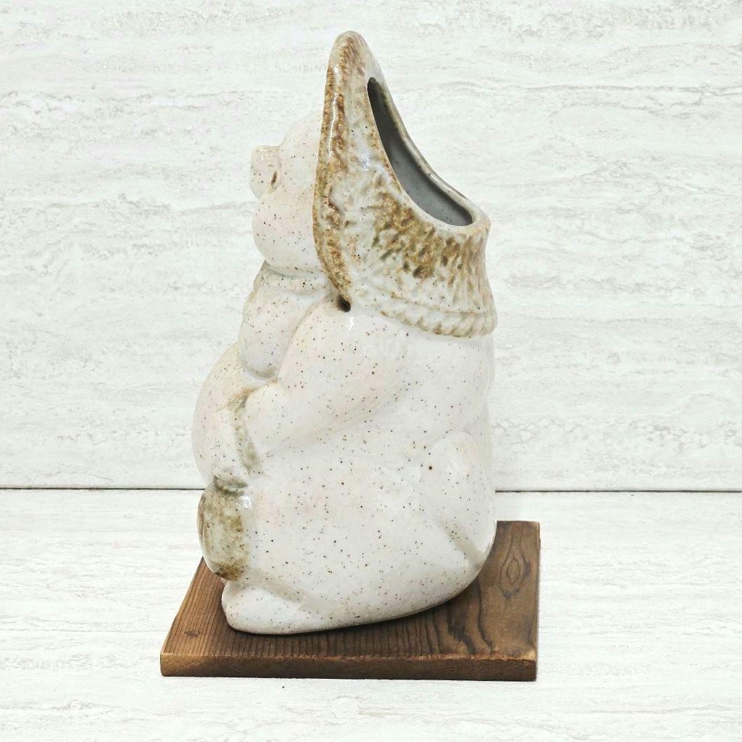 Shigaraki White Tanuki Statue Vintage Style Home Decor