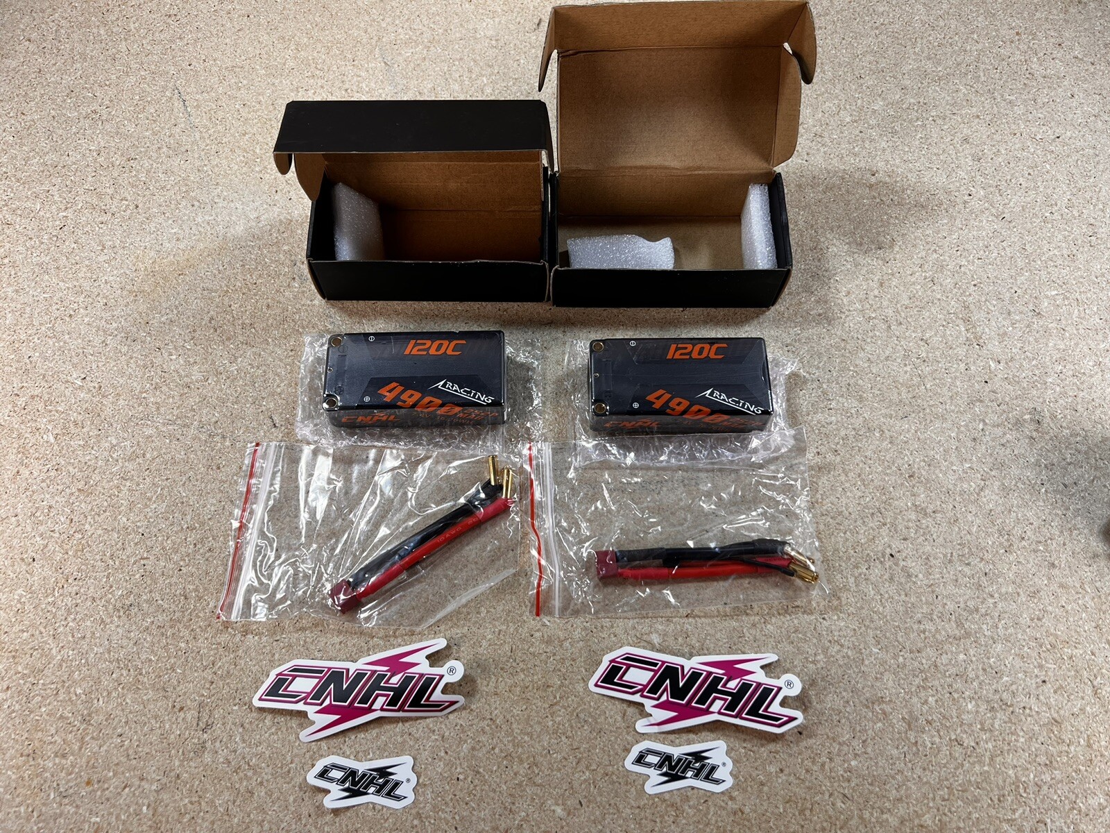 2 PACK CNHL 2s Shorty Lipo Battery 4900mAh 7.4V 120C 5mm Bullet to Deans Plug