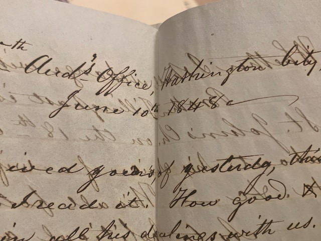 1848 Georgetown DC blue stampless letter paid 10 cents rate handstamps