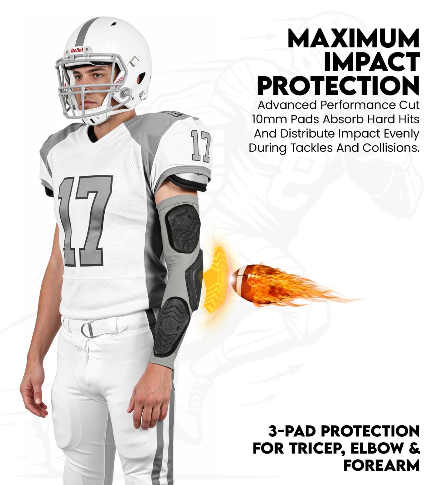 Exxact Sports Padded Arm Compression Sleeve – 3-Pad Protective Football-Baseball