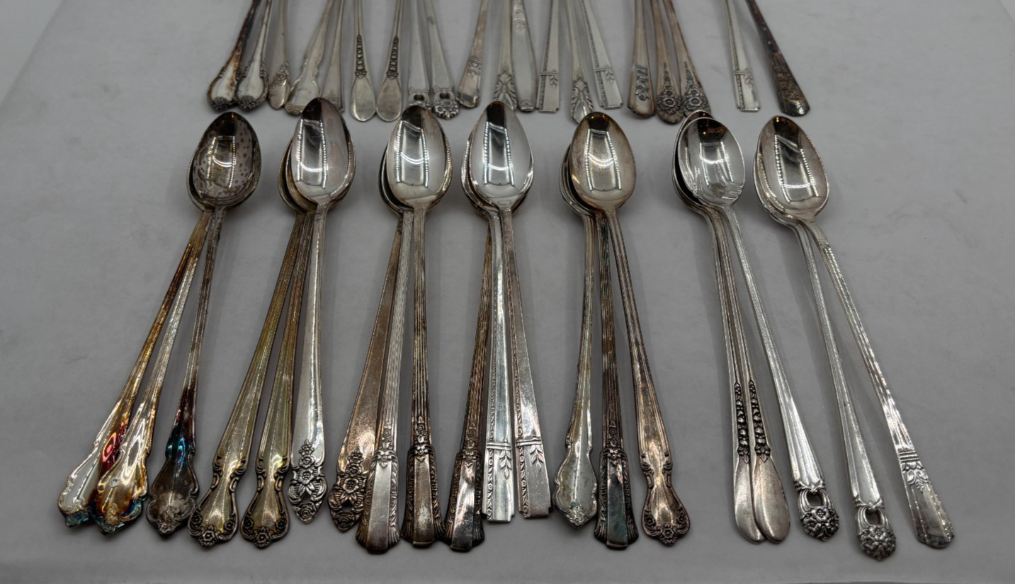 Lot of 40 Assorted Silverplate Iced Tea Spoons - Lot#392