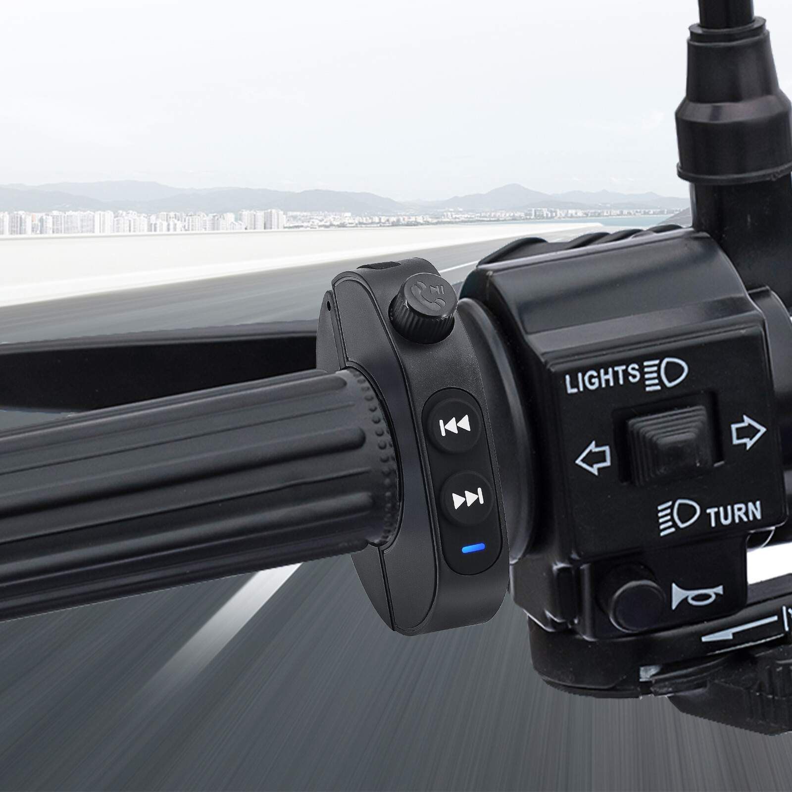 Black Wireless Bluetooth Media Button Remote Controller For Motorcycle Handlebar