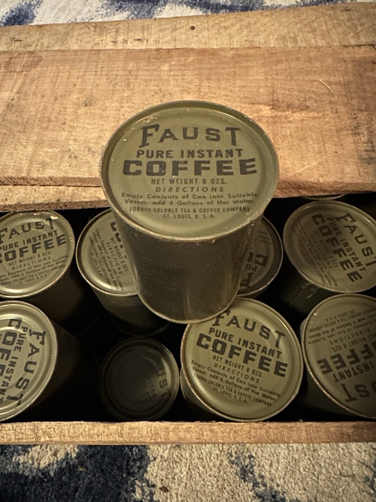 WWII US ARMY Coffee C Ration Forbes Soluble Tea & Coffee Company Great Cond 1945