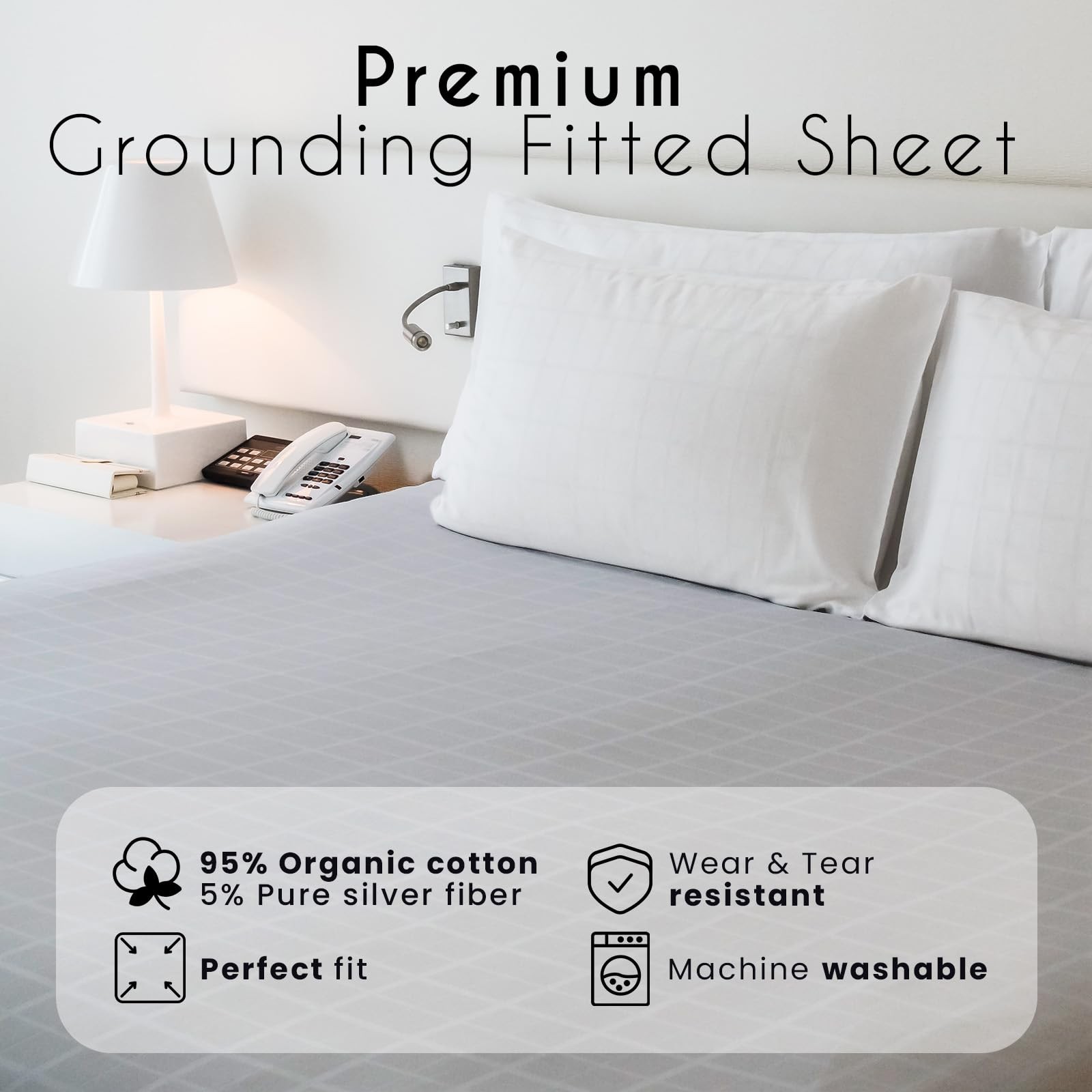 Adamson Grounding Fitted Sheet Queen Size Earthing Sheets - Pure Silver Fiber...