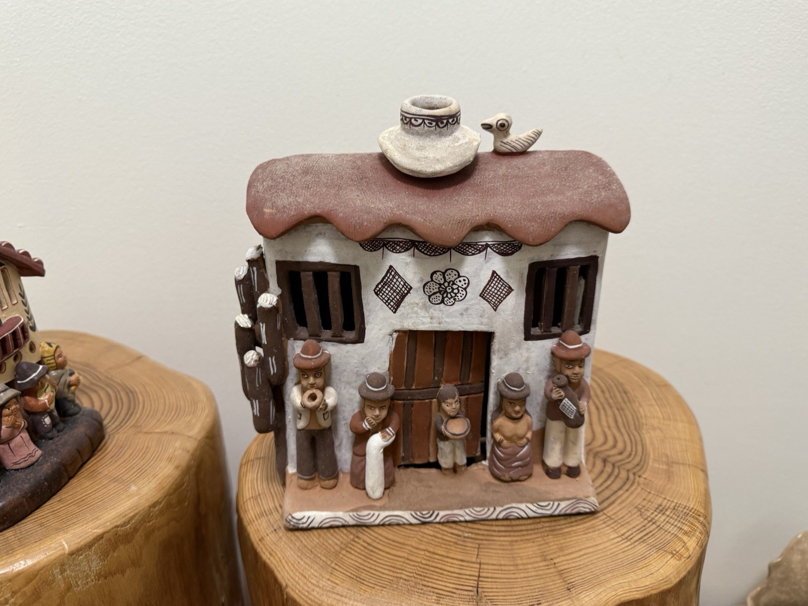 Set of 3 Large Handcrafted Peruvian Clay Pueblo Houses – Folk Art Village