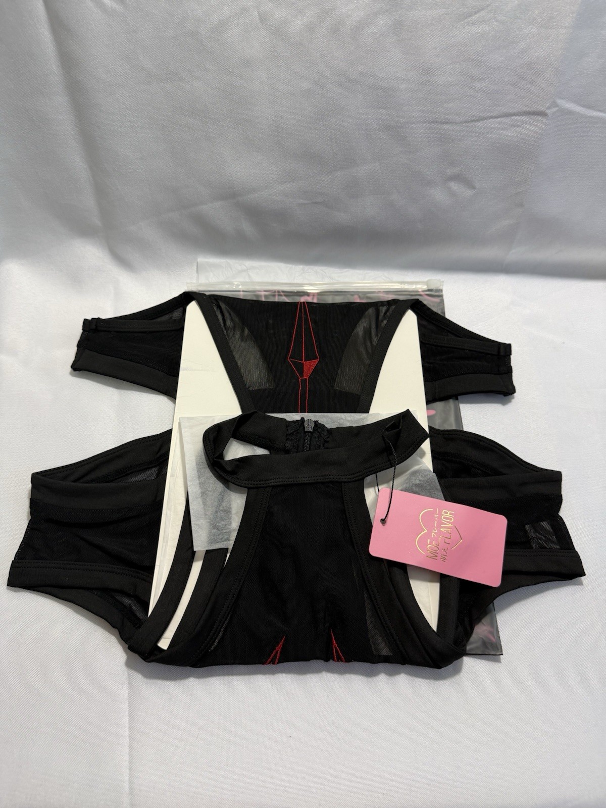 MOEFLAVOR Slice Mesh Body Suit Black Ninja Kunai Anime Lingerie L/XL - NWT