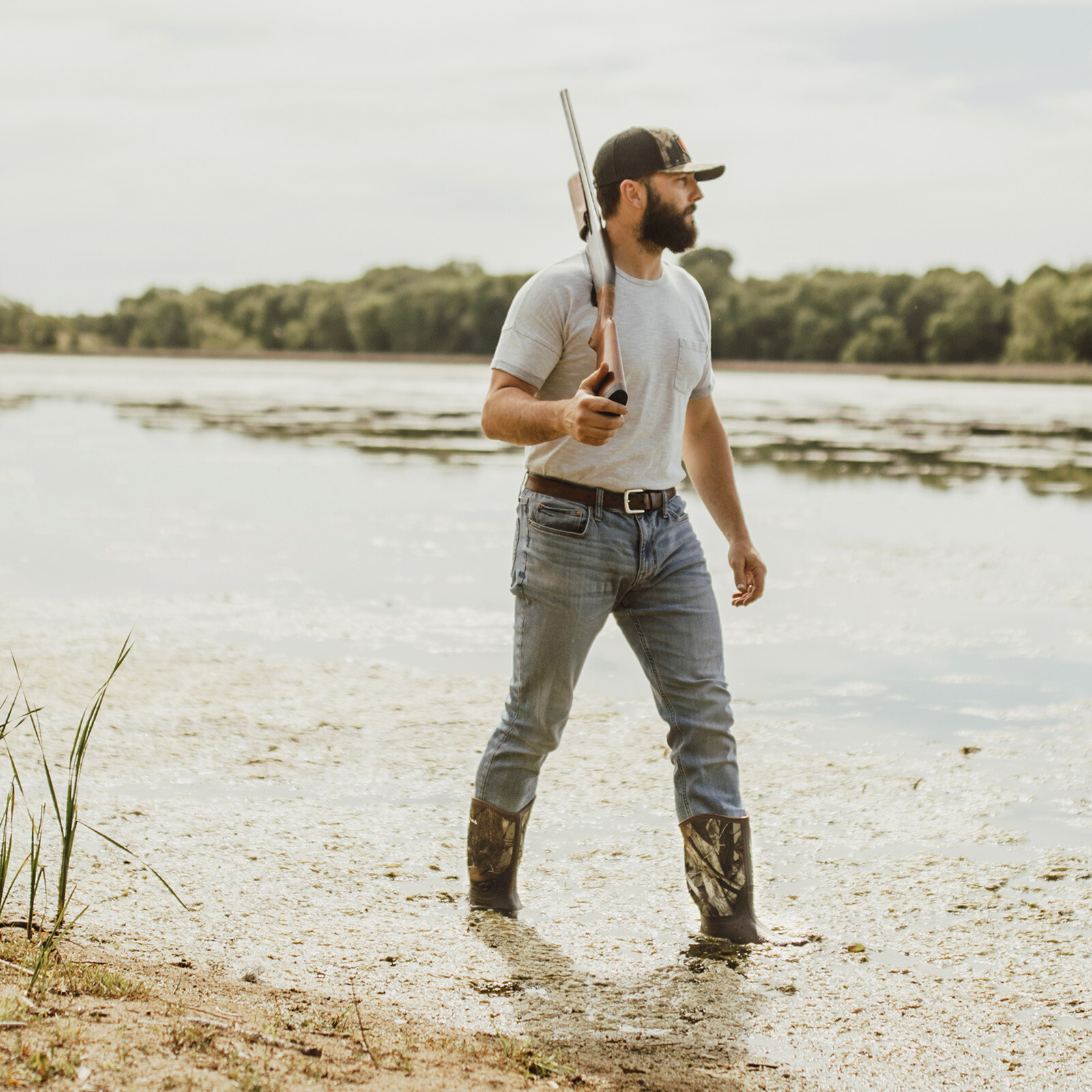 HISEA Men Mid-Calf Rain Boots Waterproof Insulated Snow Hunting Garden Mud Boots