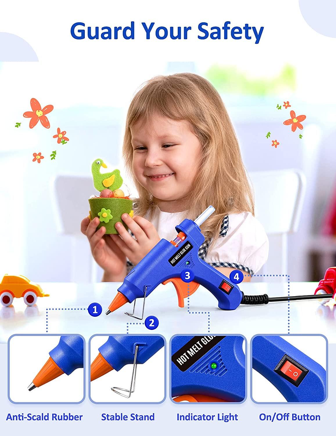 Topelek Mini Hot Glue Gun with 30 Glue Sticks Blue Tear002BDUS