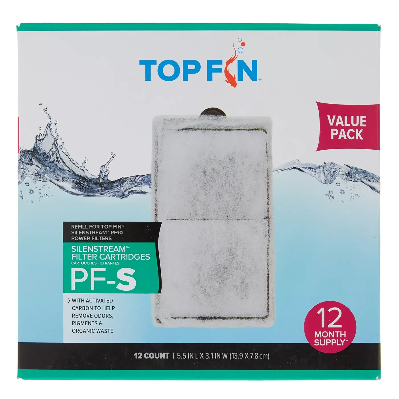 Brand New TOP FIN SILENSTREAM PF-S FILTER Cartridge - 12 Count/box