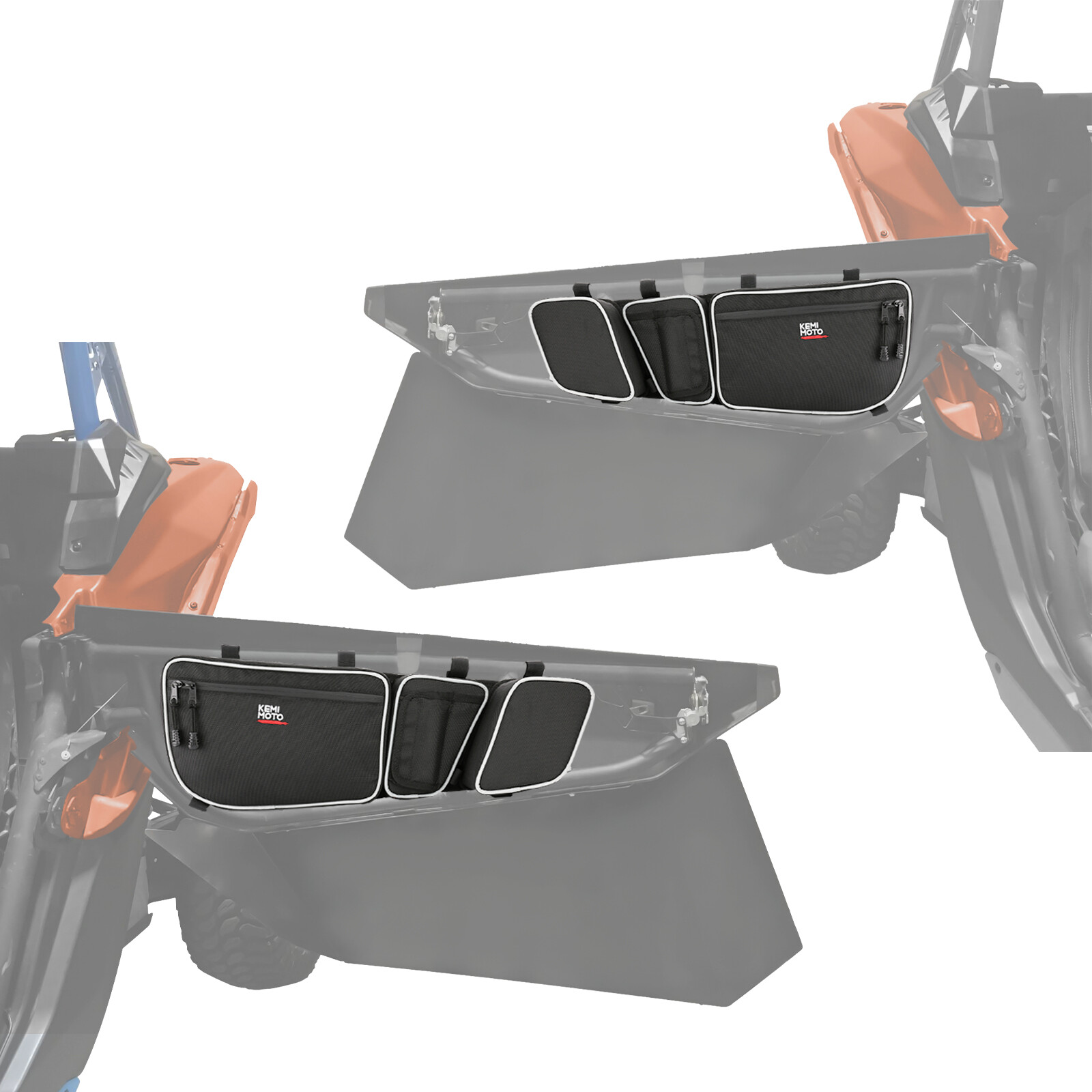 KEMIMOTO UTV X3 Door Storage Bags w/Knee Pad For Can Am Maverick X3 2017-2024