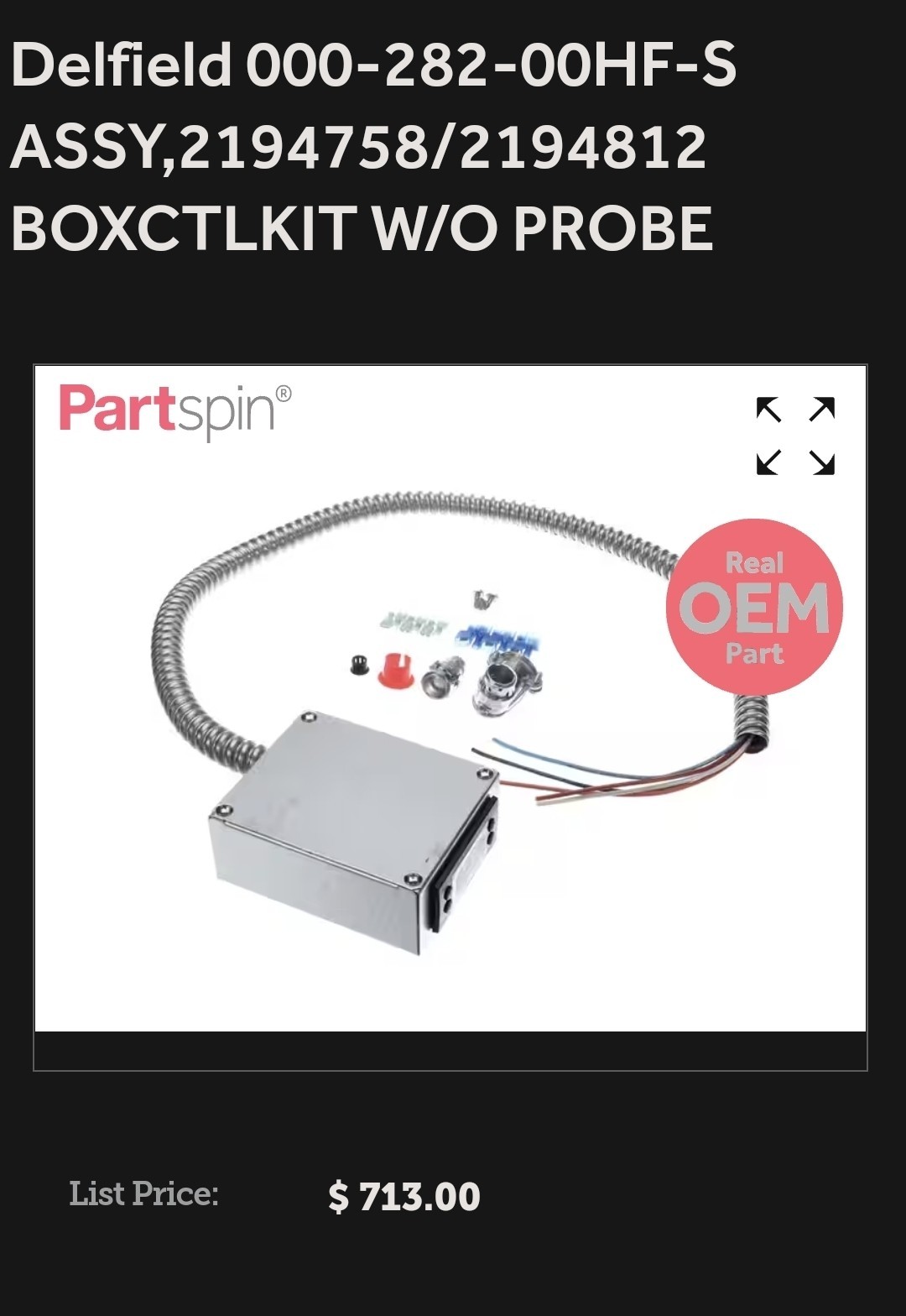 Delfield 00028200HFS Thermostat Kit, Box CTL Temperature Controller