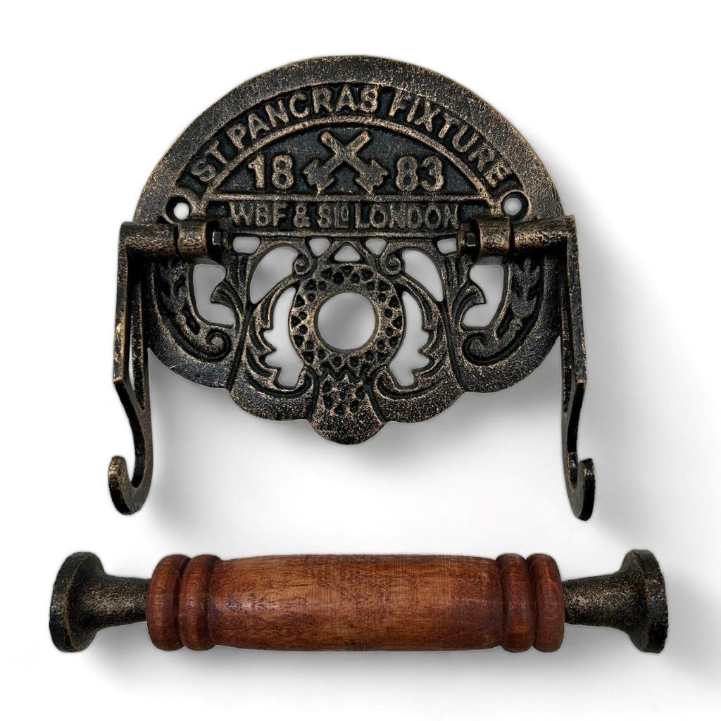 bronze Cast Iron Toilet Roll Holder Antique Design Bathroom WC Washroom